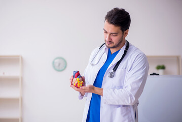 Wall Mural - Young male doctor cardiologist in the classroom