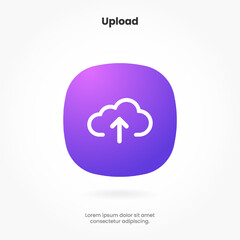 Poster - 3D blue upload download button icon. Upload icon. Down arrow bottom side symbol. Click here button. Save cloud icon push button for UI UX, website, mobile application.