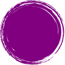 Purple Brush Circle. Round Stamp Vector Isolated On Background. Painted Purple Brush Circle Vector. For Grunge Badge, Seal, Ink And Stamp Design Template. Round Grunge Hand Drawn Circle Shape, Vector