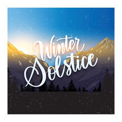 Wall Mural - hand drawn winter solstice lettering vector design illustration