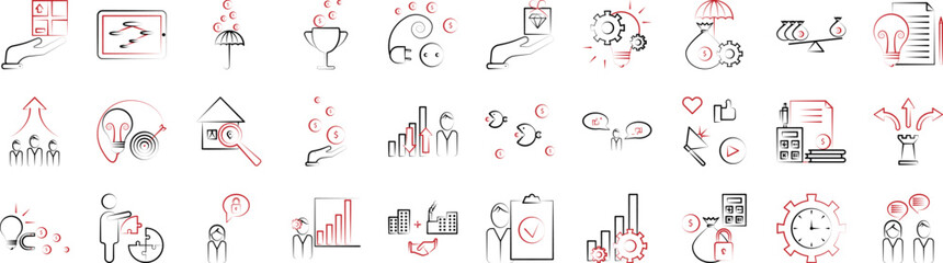 Business and management handdraw icons collection vector illustration design