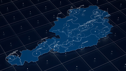 austria blue map big data visualization. futuristic map infographic. information aesthetics. visual 