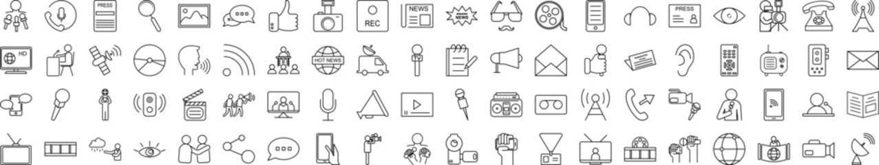 Sticker - media press icons collection vector illustration design