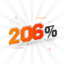 206% Discount Marketing Banner Promotion. 206 Percent Sales Promotional Design.
