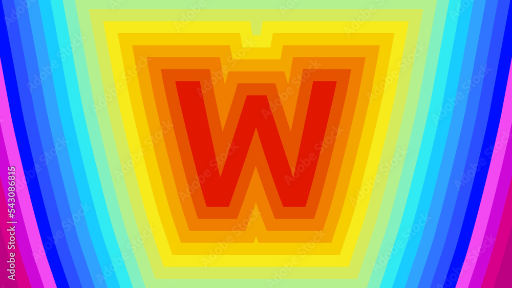 Vector graphic of letter W rainbow background. Alphabet letter W banner ...