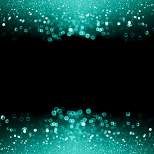 Dark Teal Turquoise Black Glitter Sparkle Background Birthday Christmas Celebration Aqua Abstract Border