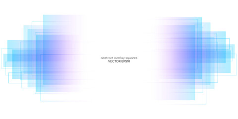 Wall Mural - abstract geometric rectangle and lines transparent overlay by colorful purple blue gradient isolated