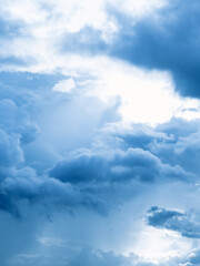 clouds in the blue sky. natural sky background texture, beautiful color. peaceful blue sky with ligh