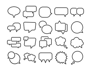 Wall Mural - 20 speech bubble icon shapes. vector illustration elements for communication, speaking, thinking, di