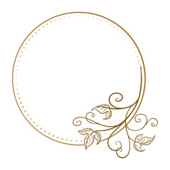 Wall Mural - Vector round dotted frame. Ivy leaves and stems decoration.