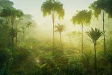 Beautiful Lush Rainforest Jungle Landscape Background