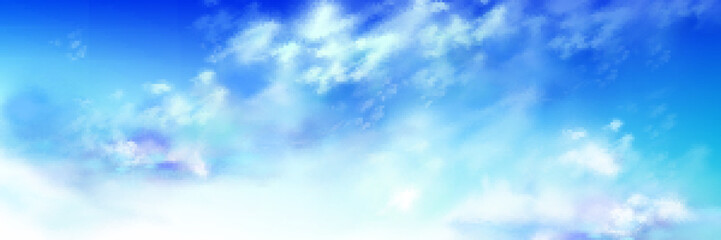 Wall Mural - heaven sky with blue and white soft fluffy clouds abstract natural background. realistic tranquil cl