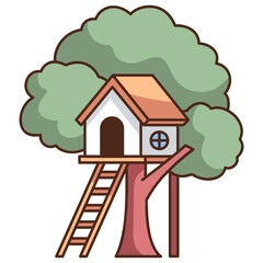 Wall Mural - Line color Tree house