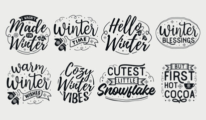 Wall Mural - Winter Svg Bundle, Winter quote with typography for t-shirt, card, mug, poster and much more	
