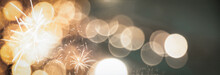 Christmas Or New Year Banner With Bokeh Lights