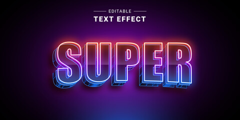 Wall Mural - Glowing 3D Text Effect Generator. Neon Mockup