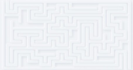 4k white maze with dynamic solution line. Abstract animation with soft shadow. 3d labyrinth pattern. Neumorphism ui style. Light grey wallpaper motion design. Blank animated illustration for business