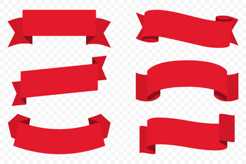 Wall Mural - red ribbon banner. red ribbons banners, isolated on transparent background. christmas ribbon banner.