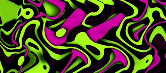 Wall Mural - Multicolor curved lines background. Shiny wavy pattern. 3d illustration	