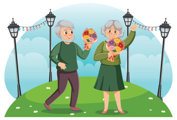 Wall Mural - Elderly people enjoying at park