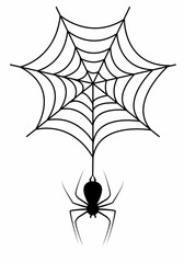 Sticker - Spider web black isolated with a spider with white background. Free illustration to print. Halloween