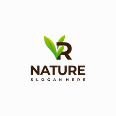 R letter leaf initial nature Logo designs, Modern Letter green Nature logo vector icon illustration