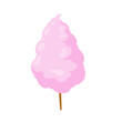 Cotton candy on stick. Sweet dessert from the fair and children party. Pink candyfloss.