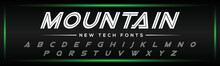 MOUNTAIN Modern Tech And Gaming Letter Font Design. Vector Alphabets Set For New Startups.