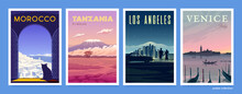 Vector Travel Posters Set.