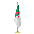 3d render of flag on pole for Algeria countries summit and political meeting.
