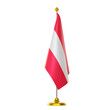 3d render of flag on pole for Austria countries summit and political meeting.