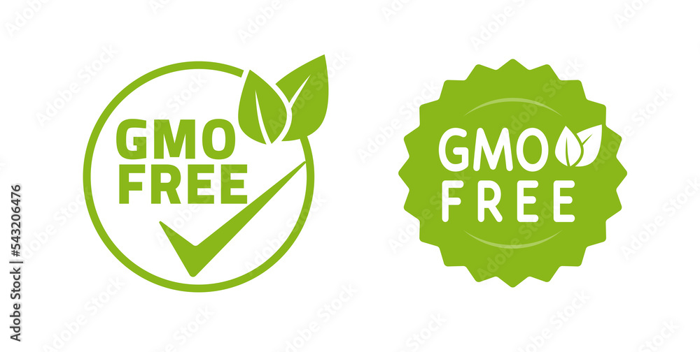 Gmo free icon vector seal green stamp graphic for food product label ...