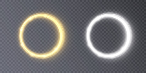 Aufkleber - Luminous ring with bright illumination. Round glowing frame with sparkles, advertising and design elements. Vector illustration. eps file editable