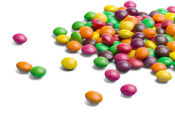 Wall Mural - Tasty colorful candies isolated on background