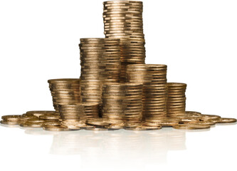 Wall Mural - Stacks of coins - isolated image