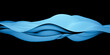 © MikeCS images - Abstract floating curvy blue 3D waveform object or sound waves isolated on black background