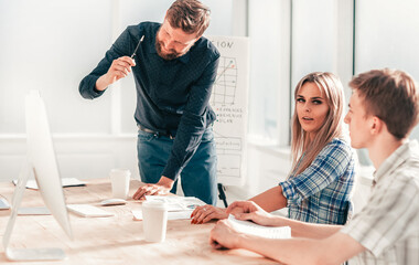 Wall Mural - project Manager at a working meeting with the business team