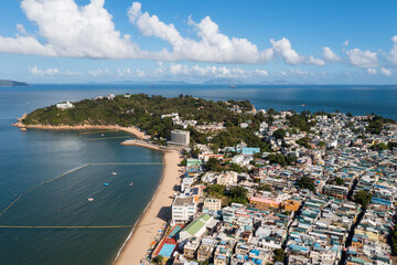 Wall Mural - Drone fly over Cheung Chau island in Hong Kong city