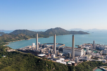 Wall Mural - Aerial view of a coal fired power station