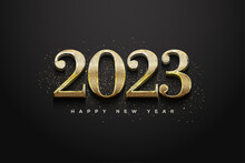 Happy New Year 2023 With Gold Bold Numbers.