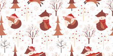 Winter And Christmas Themed Seamless Pattern