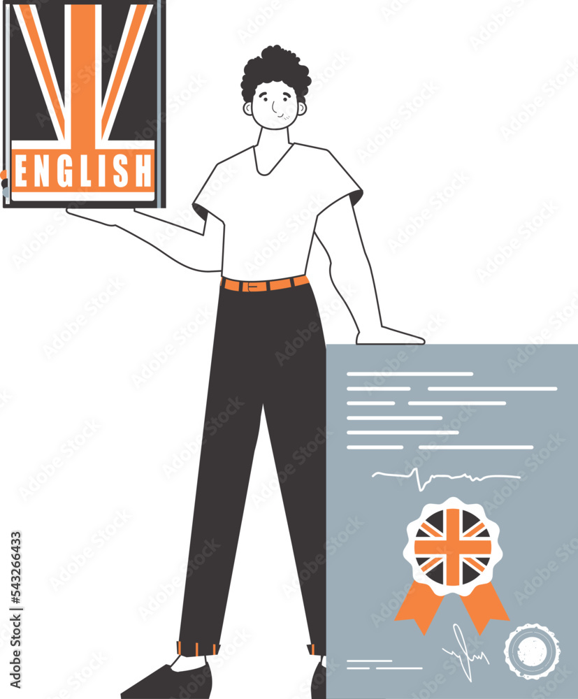 Male English teacher. The concept of learning a foreign language ...