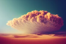 A Huge Cloud Blown By The Wind In The Form Of A Strong Sand And Dust Storm Over Desert Land On A Hot Summer Day. Danger And Power Of The Wild. 3d Artwork