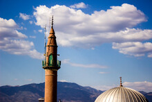 The Magnificent Harmony Of The Dome And The Minaret With The Background Of The Clouds