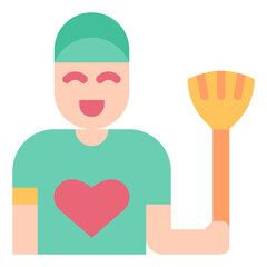 Poster - cleaning volunteer icon