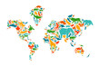 Wild animal icon world map shape concept isolated. PNG transparent background.