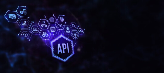 Internet, business, Technology and network concept. Application Programming Interface. Software development tool. 3d illustration.