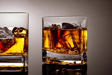 Sticker - AI-generated transparent glasses with whisky and ice cubes