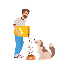 Sticker - man feeding a dog