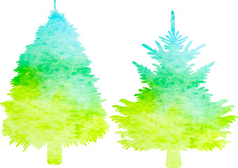 Wall Mural - silhouette watercolor christmas tree design isolated vector